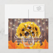 Sunflower Jar Rustic Fall Wedding Save the Date Aankondigingskaart (Voorkant / Achterkant)
