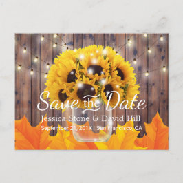 Sunflower Jar Rustic Fall Wedding Save the Date Aankondigingskaart