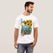 Sunflower Jesus Take The Wheel Christian Gift Leop T-shirt (Voorkant volledig)