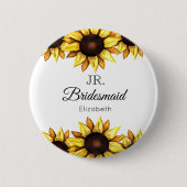 Sunflower Junior Bridesmaid Wedding Ronde Button 5,7 Cm (Voorkant)