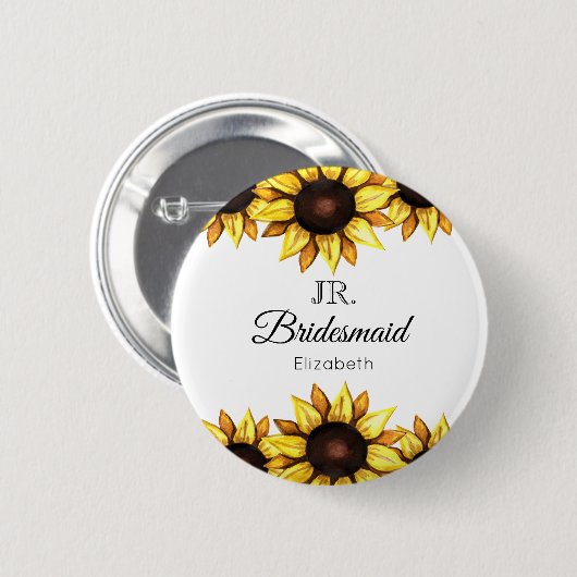 Sunflower Junior Bridesmaid Wedding Ronde Button 5,7 Cm (Voorkant /achterkant)