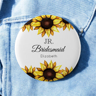 Sunflower Junior Bridesmaid Wedding Ronde Button 5,7 Cm