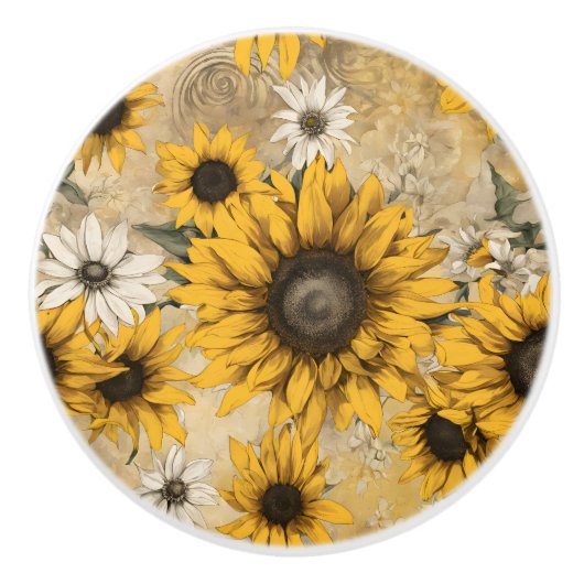 Sunflower Keramische Knop (Voorkant)