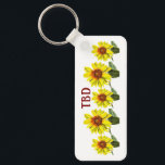 Sunflower Keychain<br><div class="desc">Display a natural vibe with this abundance of amber sunflowers keychain. This design has a warm feel due to its amber and orange palette. Express yourself by experimenting with different background colors and added text.</div>