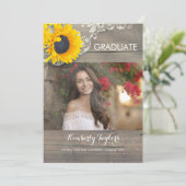 Sunflower Lace Photo Graduation Party Aankondiging (Staand voorkant)