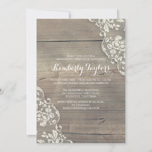 Sunflower Lace Photo Graduation Party Aankondiging (Achterkant)