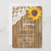 Sunflower Lace Wood Floral Weddenschap Kaart (Voorkant)