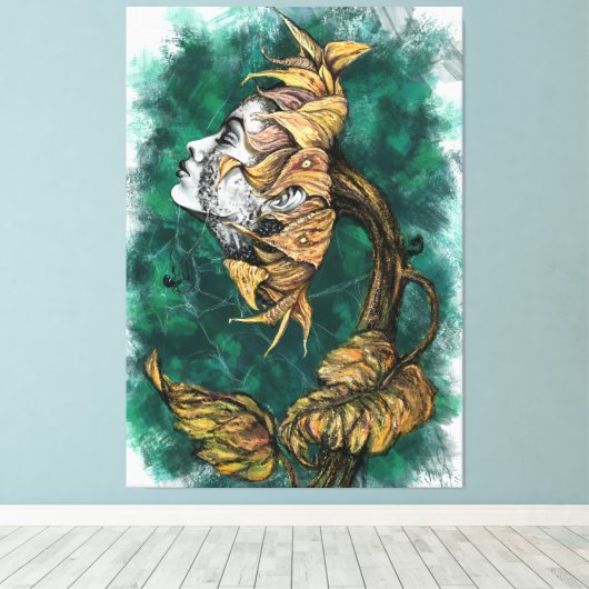 Sunflower Lady Surrealisme Canvas - schilderen (Insitu (Houten vloer))
