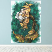 Sunflower Lady Surrealisme Canvas - schilderen Afdruk (Insitu (Houten vloer))