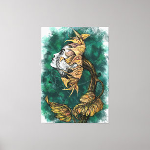 Sunflower Lady Surrealisme Canvas - schilderen Afdruk
