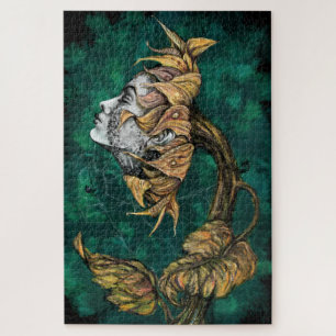 Sunflower Lady Surrealistische Art Puzzle - Schild Legpuzzel