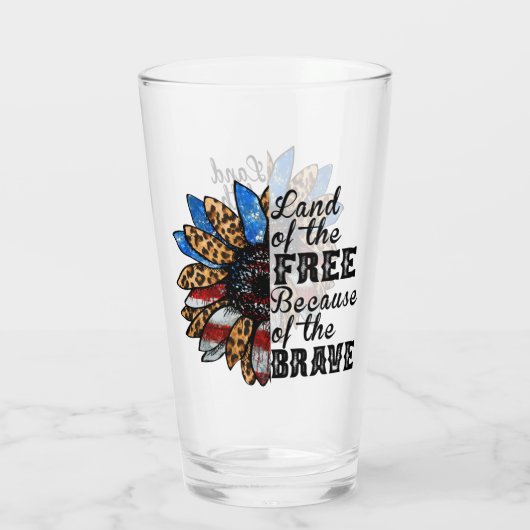 Sunflower Land of the Free Because of the Brave Glas (Achterkant)