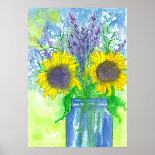 Sunflower Lavender Bouquet Poster (Voorkant)