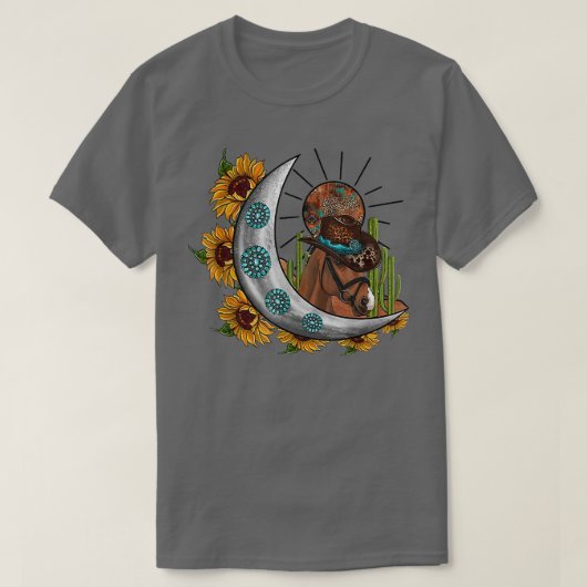 Sunflower Leopard Cowboy Pet Horse Boho Moon Weste T-shirt (Design voorkant)