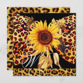 SUNFLOWER , LEOPARD FUR BOW SUMMER PARTIJ MONOGRAM KAART (Voorkant / Achterkant)