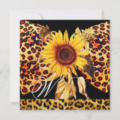 SUNFLOWER , LEOPARD FUR BOW SUMMER PARTIJ MONOGRAM KAART (Voorkant)