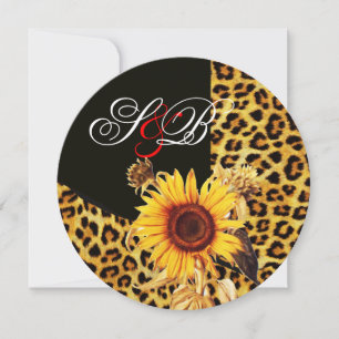 SUNFLOWER, LEOPARD FUR RIBBON, RED RUBY GEMSTONE KAART