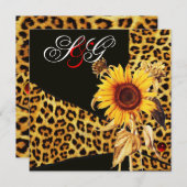 SUNFLOWER, LEOPARD FUR RIBBON, RED RUBY GEMSTONE KAART (Voorkant / Achterkant)