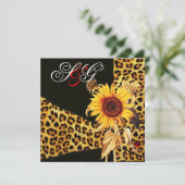 SUNFLOWER, LEOPARD FUR RIBBON, RED RUBY GEMSTONE KAART (Staand voorkant)