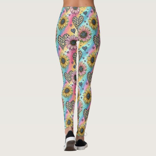 Sunflower & Leopard Heart Rainbow Leggings (Achterkant)