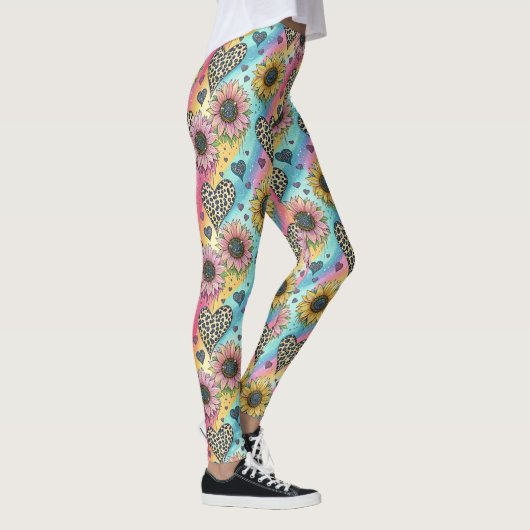 Sunflower & Leopard Heart Rainbow Leggings (Rechts)