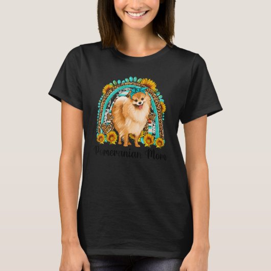 Sunflower Leopard Pomeranian Ma Rainbow Gemstone T-shirt (Voorkant)