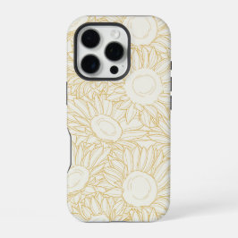 Sunflower line art minimalistische telefoonhoesje iPhone 16 pro hoesje