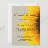 Sunflower Linen Rustic Bridal Shower Kaart (Voorkant)
