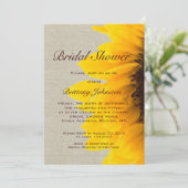 Sunflower Linen Rustic Bridal Shower Kaart (Staand voorkant)