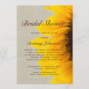 Sunflower Linen Rustic Bridal Shower Kaart