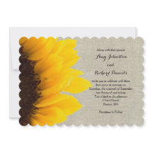 Sunflower Linen Rustic Wedding Invitation