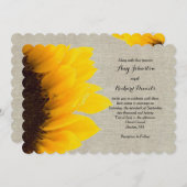 Sunflower Linen Rustic Wedding Invitation Kaart (Voorkant / Achterkant)