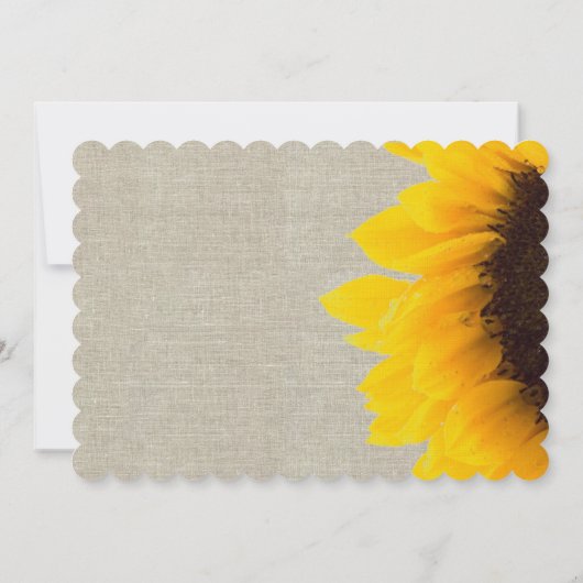 Sunflower Linen Rustic Wedding Invitation Kaart (Achterkant)