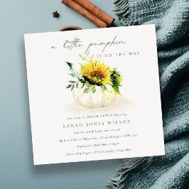 Sunflower Little Floral Pumpkin Baby shower Invite Bedankkaart