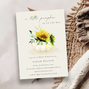 Sunflower Little Floral Pumpkin Baby shower Invite Bedankkaart