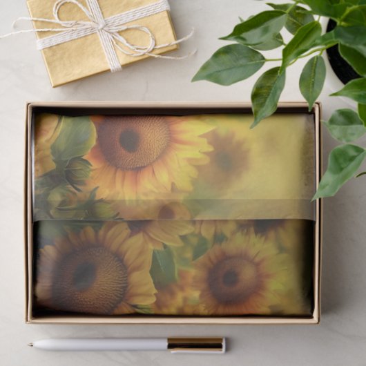 Sunflower Love, Bruin langharige teckel Tissuepapier (Geschenk)