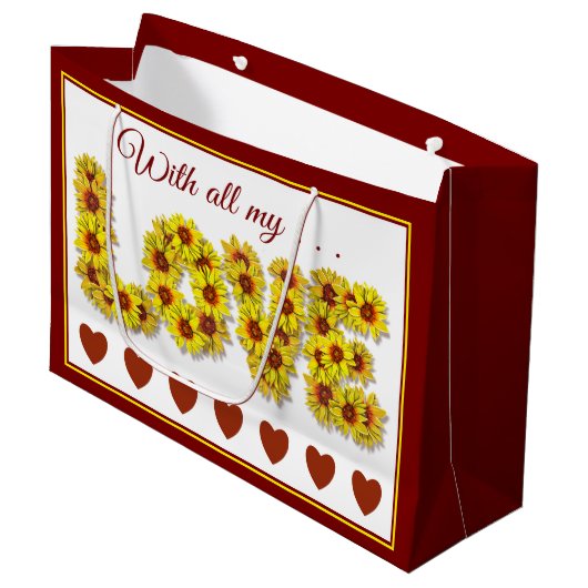 Sunflower Love Gift Bag Groot Cadeauzakje (Voorkant Gekanteld)