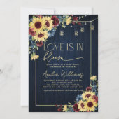 Sunflower Love is in bloei Navy Waterverf Bloemen Kaart (Voorkant)