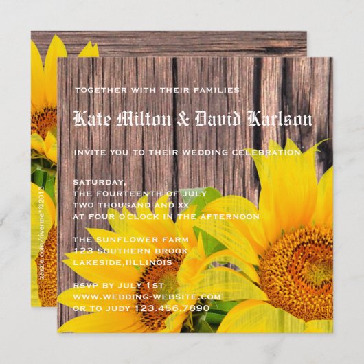 Sunflower Love Rustic Country Weddenschap Kaart (Voorkant / Achterkant)