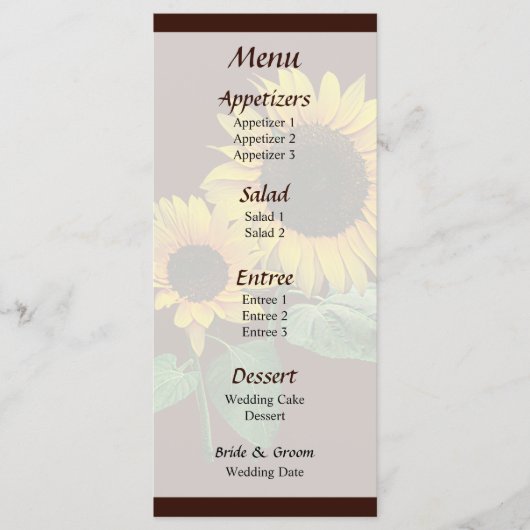 Sunflower Love Wedding Menu (Voorkant)