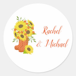 Sunflower Love Wedding Ronde Sticker