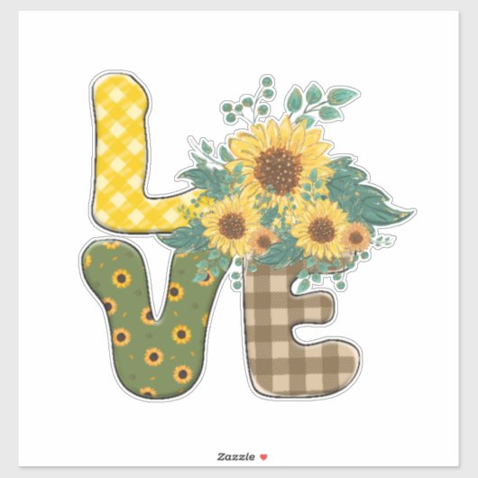 Sunflower Love Word Sticker (Vel)