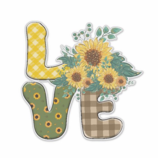 Sunflower Love Word Sticker (Voorkant)