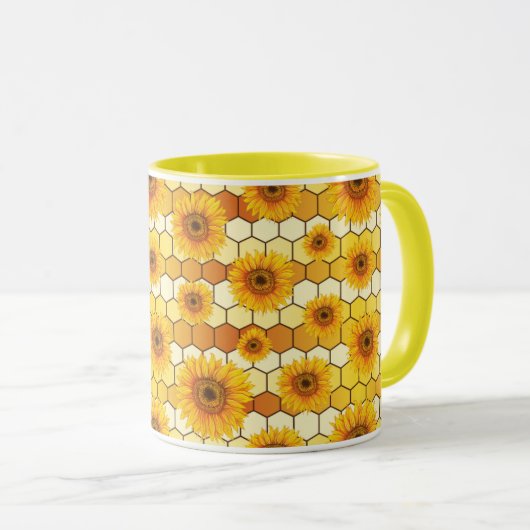 Sunflower Lovers and bees, Bright Kitchen Decor Mok (Voorkant rechts)