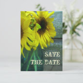 Sunflower Mason Jar Barnwood Herfst Save the Date (Staand voorkant)