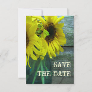 Sunflower Mason Jar Barnwood Herfst Save the Date