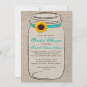 Sunflower Mason Jar Bridal Showuitnodiging Kaart (Voorkant)