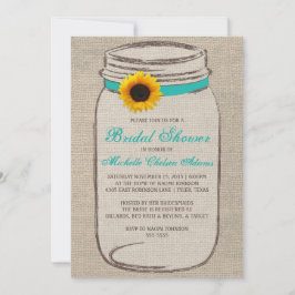 Sunflower Mason Jar Bridal Showuitnodiging Kaart