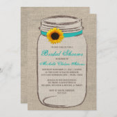 Sunflower Mason Jar Bridal Showuitnodiging Kaart (Voorkant / Achterkant)