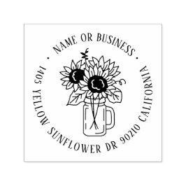 Sunflower Mason Jar Custom Name Return-adres Zelfinktende Stempel